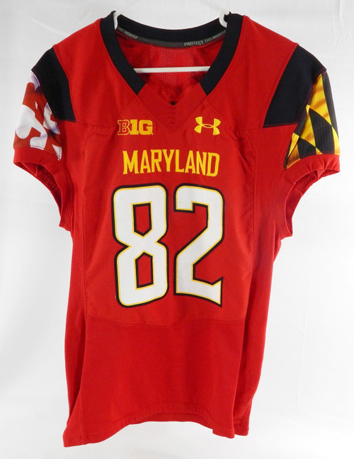 2013 Maryland Terrapins Marcus Leak #82 Game Used Red Jersey Football 42 566