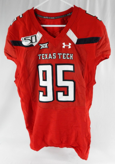 2017 Texas Tech Red Raiders #95 Game Used Red Jersey 150th Patch Football NP R 2