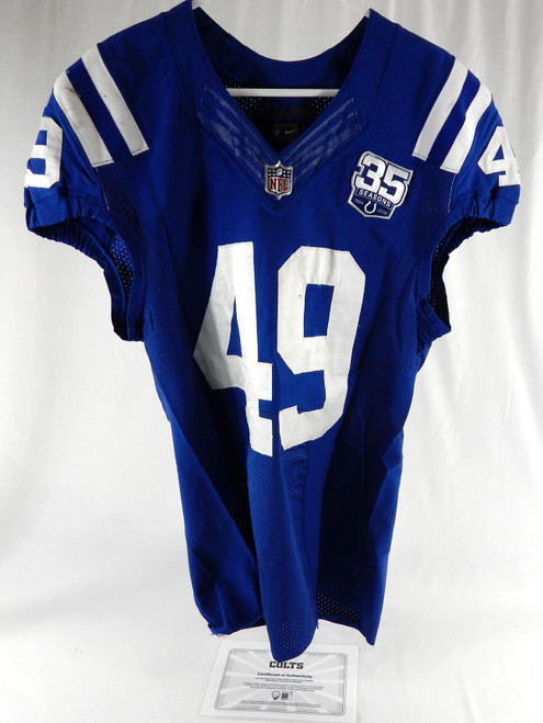 2018 Indianapolis Colts Matthew Adams #49 Game Issued Pos Used Blue Jersey 35 P7