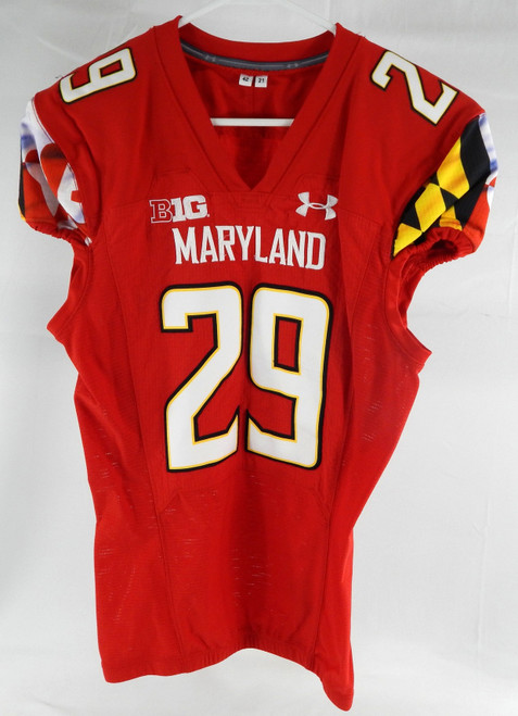 2021 Maryland Terrapins #29 Game Used Red Jersey Football NP Rem 42 480