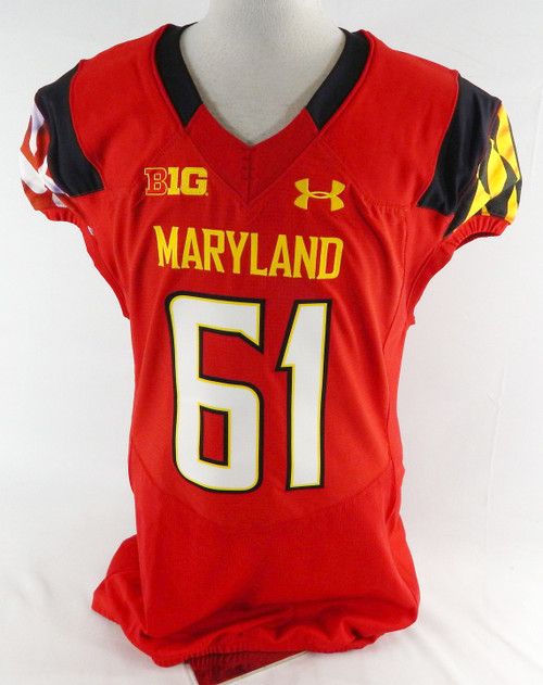 2017 Maryland Terrapins #61 Game Issued Red Jersey Football NP Rem 48 537