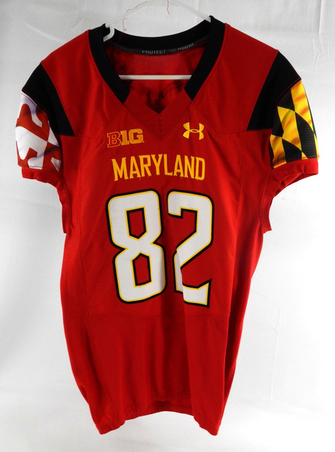2014 Maryland Terrapins #82 Game Used Red Jersey Football NP Rem 42 570
