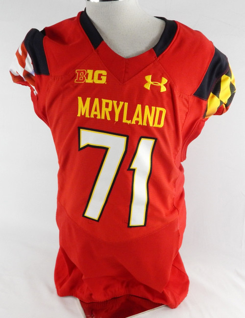 2015 Maryland Terrapins EJ Donahue #71 Game Used Red Jersey Football 46 547