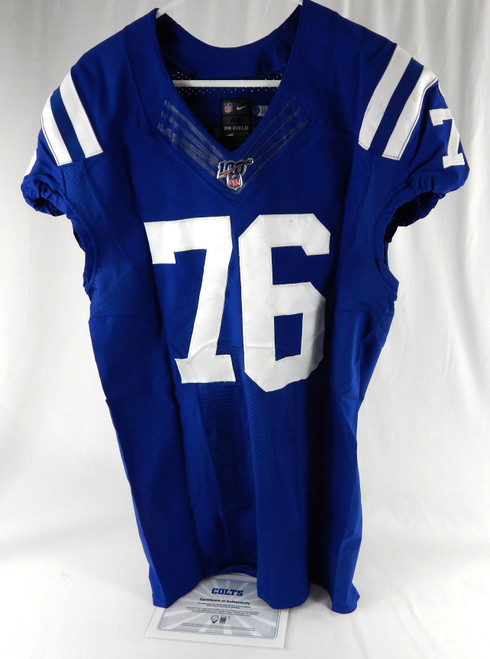 2019 Indianapolis Colts Roderick Young #76 Game Issued P Used Blue Jersey 100P 1
