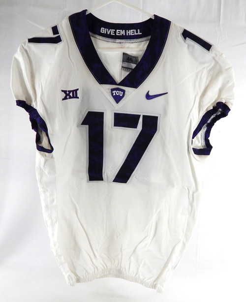 Texas Christian TCU Horned Frogs #17 Game Used White Jersey Football NP Rem 2