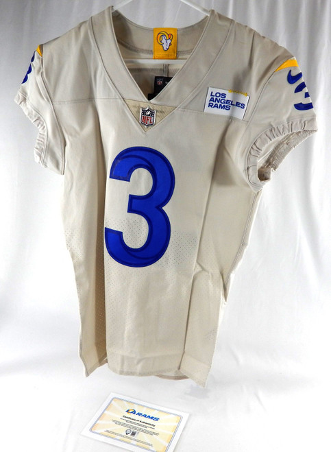 2020 Los Angeles Rams Lirim Hajrullahu #3 Game Issued Cream Jersey 42 513