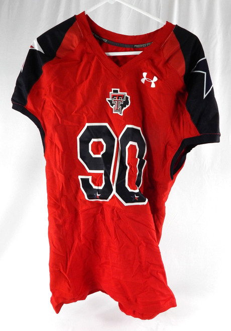 2012 Texas Tech Red Raiders #90 Game Used Red Jersey Lone Star Football NP Rem 0