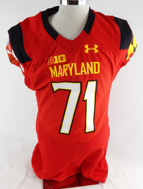2014 Maryland Terrapins #71 Game Issued Red Jersey Football 46 551