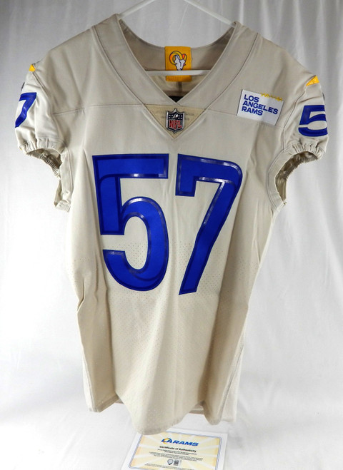 2020 Los Angeles Rams Maximilian Roberts #57 Game Issued Cream Jersey 42 521