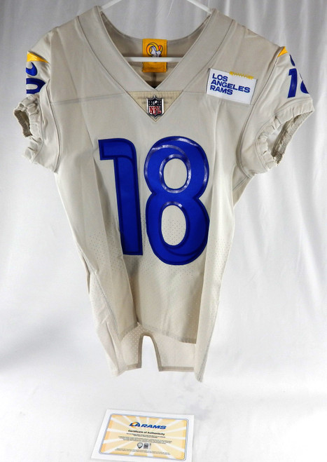 2020 Los Angeles Rams Jeremiah Haydel #18 Game Issued Pos Used Cream Jersey 38 5