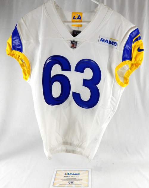 2021 Los Angeles Rams Oday Aboushi #63 Game Issued Pos Used White Jersey 46 531