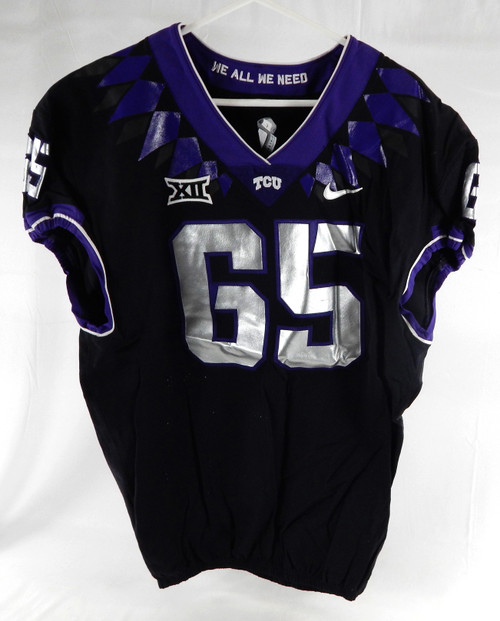 2019-24 Texas Christian TCU Frogs #65 Game Used Black Jersey Football NP Rem 97