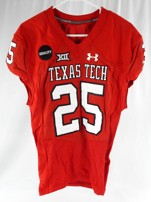2017 Texas Tech Red Raiders #25 Game Used Red Jersey Equality P Football NP R 3