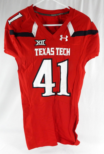 2015 Texas Tech Red Raiders #41 Game Used Red Jersey Football NP Rem 44 655