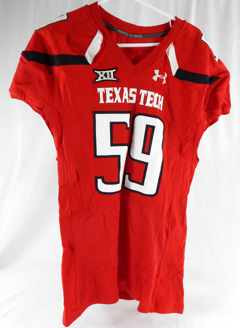 2015 Texas Tech Red Raiders #59 Game Used Red Jersey Football NP Rem 50 659