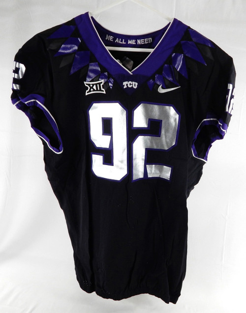 2019-24 Texas Christian TCU Frogs #92 Game Used Black Jersey Football NP Rem 9