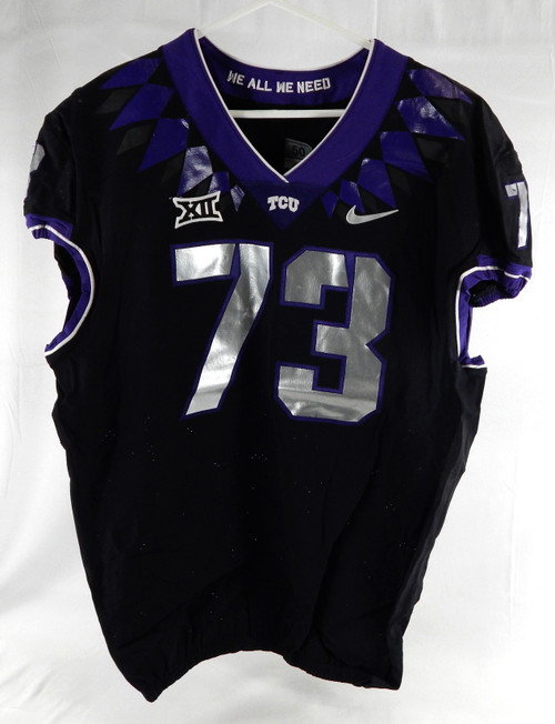 2019-24 Texas Christian TCU Frogs #73 Game Used Black Jersey Football NP Rem 0