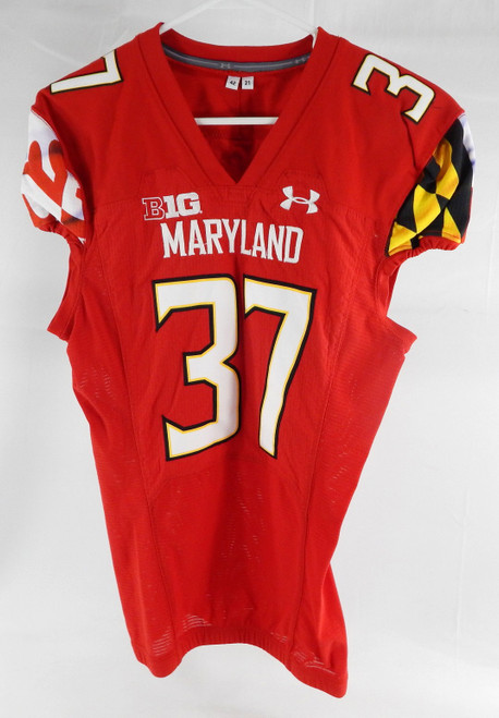 2021 Maryland Terrapins Lavonte Gater #37 Game Used Red Jersey Football 42 469