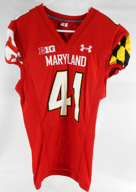 2021 Maryland Terrapins #41 Game Issued Red Jersey Football 42 473