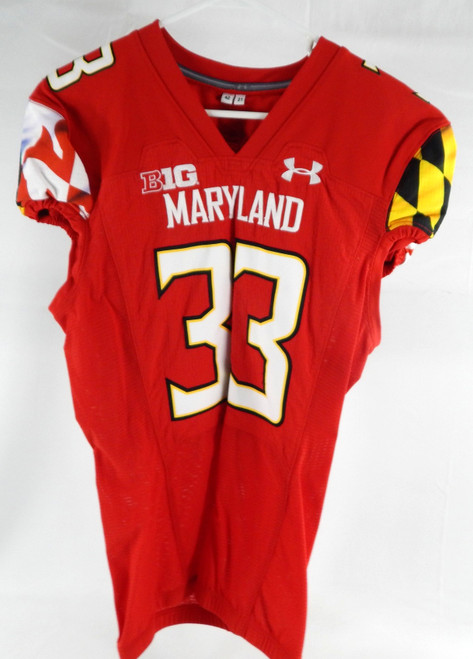 2021 Maryland Terrapins Jha'mel Thorne #33 Game Used Red Jersey Football 42 476