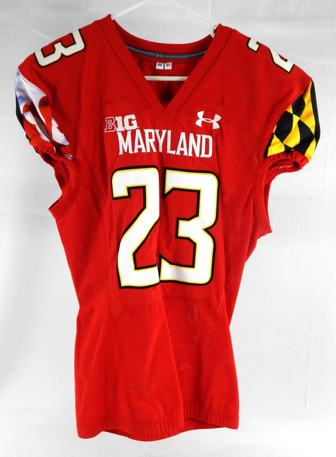 2021 Maryland Terrapins #23 Game Used Red Jersey Football NP Rem 44 483