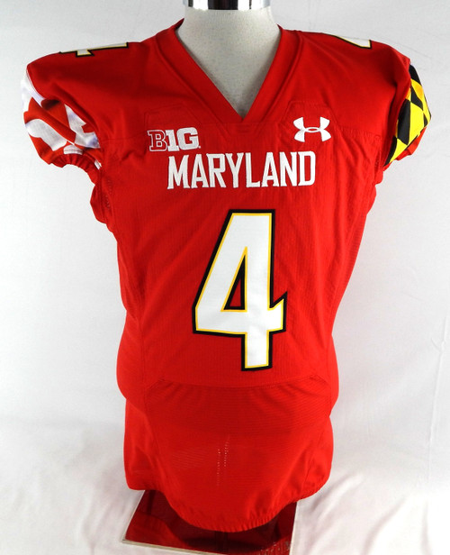 2021 Maryland Terrapins Chop Robinson #4 Game Used Red Jersey Football 46 494