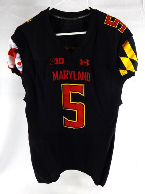 2018 Maryland Terrapins Octavian Smith Jr #5 Game Used Black Jersey Football 1