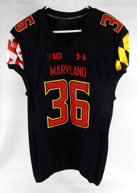 2018 Maryland Terrapins Owura Berko #36 Game Used Black Jersey Football 44 649