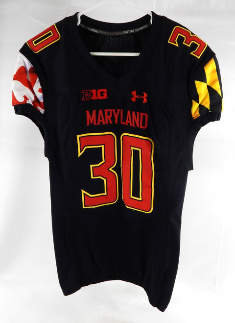 2018 Maryland Terrapins Justin Hunter #30 Game Used Black Jersey Football 42 650