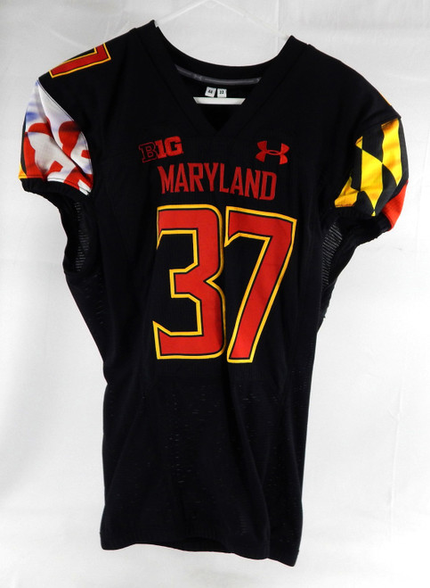 2022 Maryland Terrapins Jordan Cannon #37 Game Used Black Jersey Football 44 645