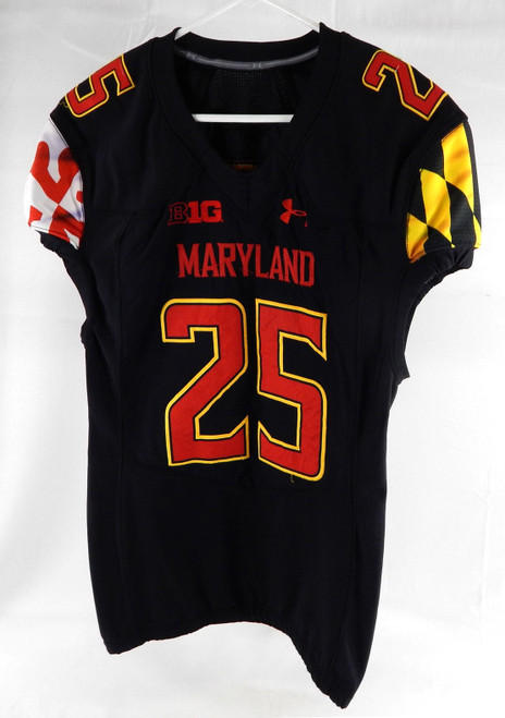 2020 Maryland Terrapins #25 Game Used Black Jersey Football 44 646