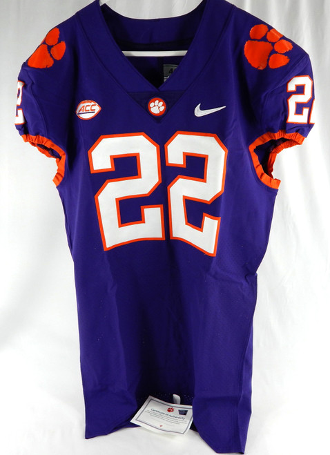 2017-22 Clemson Tigers #22 Game Issued Pos Used Purple Jersey Football NP Rem 8