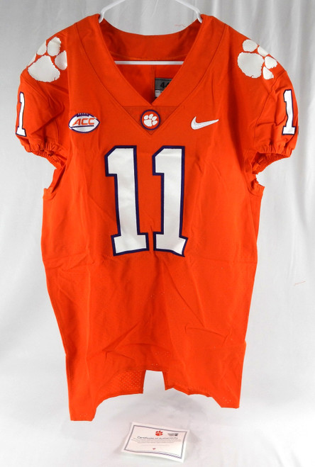 2017-22 Clemson Tigers #11 Game Issued P Used Orange Jersey Football NP Rem 44 6