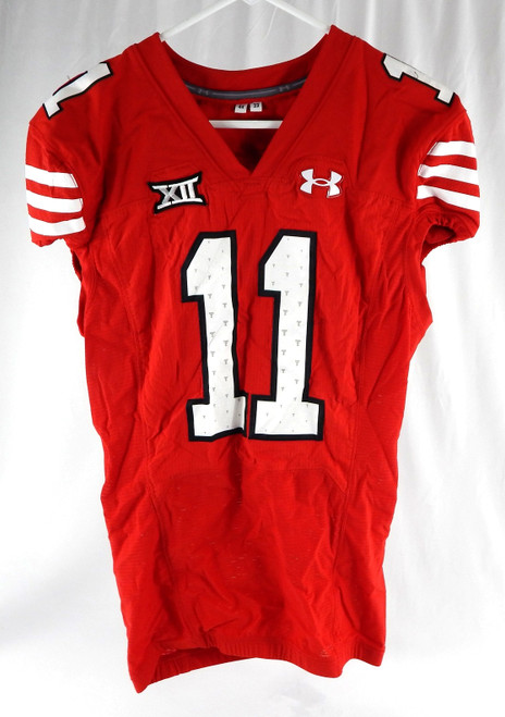 2023 Texas Tech Red Raiders #11 Game Used Red Jersey Football NP Rem 44 079