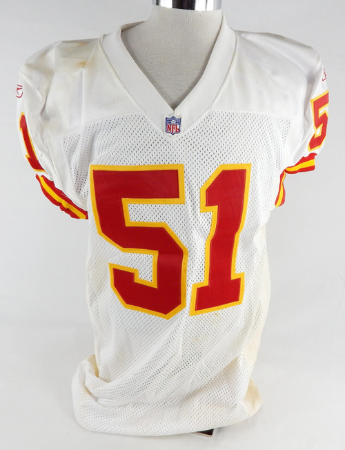 2001 Kansas City Chiefs Hunt #51 Game Issued White Jersey 48 308