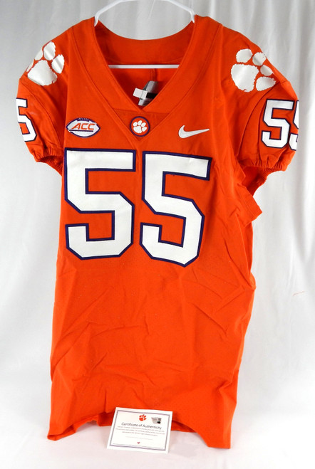 2017-22 Clemson Tigers #55 Game Issued Pos Used Orange Jersey Football NP Rem 3