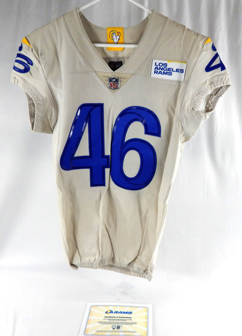 2020 Los Angeles Rams Juju Hughes #46 Game Issued Pos Used Cream Jersey 40 424