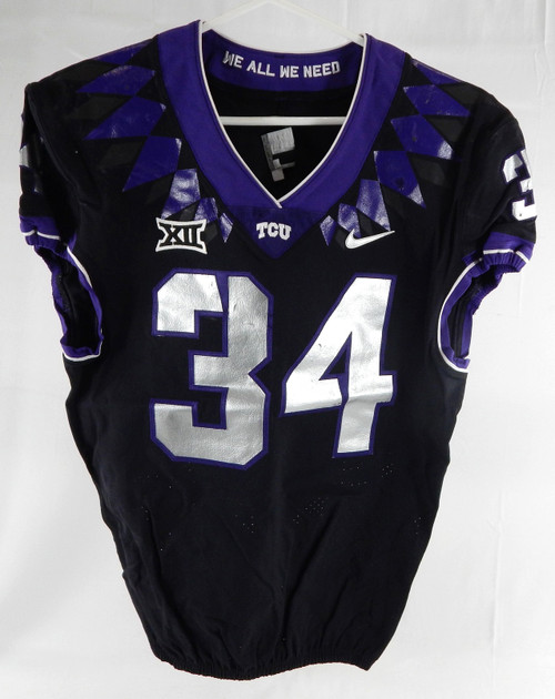 2019-24 Texas Christian TCU Frogs #34 Game Used Black Jersey Football NP Rem 3