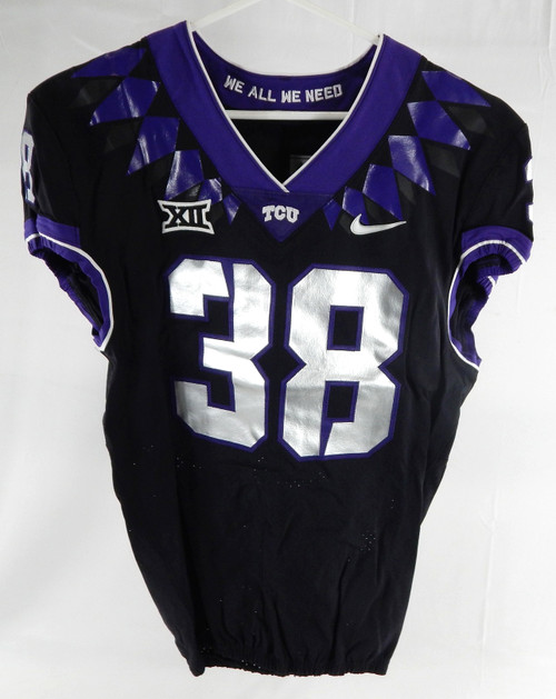 2020 Texas Christian TCU Frogs #38 Game Used Black Jersey Football NP Rem 42 655
