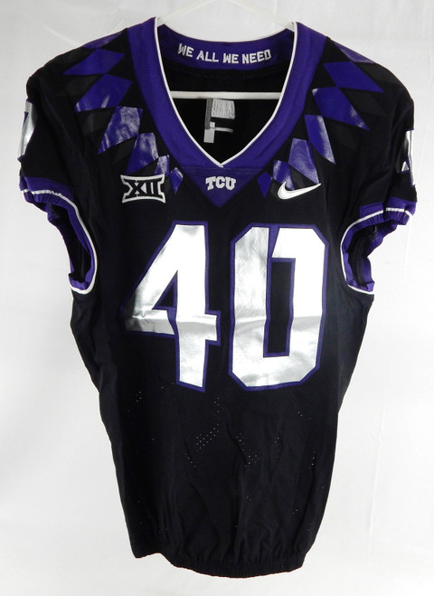 2019-24 Texas Christian TCU Frogs #40 Game Used Black Jersey Football NP Rem 56