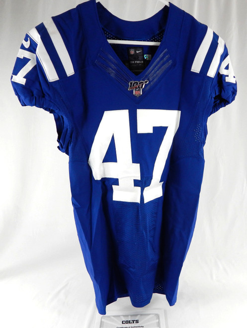 2019 Indianapolis Colts Gabe Holmes #47 Game Issued Pos Used Blue Jersey 42 555