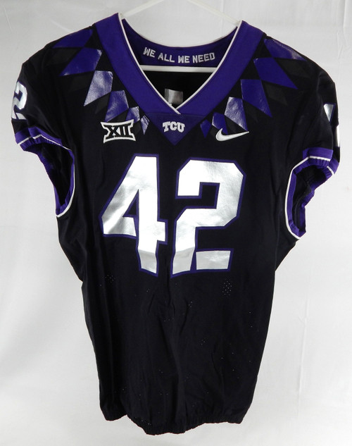 2020 Texas Christian TCU Frogs #42 Game Used Black Jersey Football NP Rem 46 658