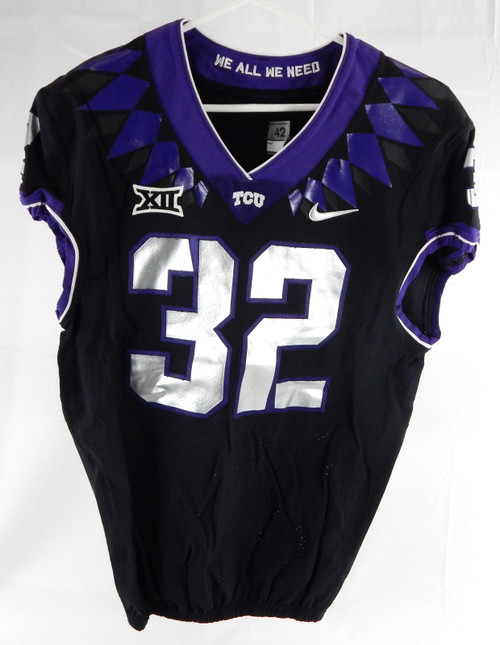 2019-24 Texas Christian TCU Frogs #32 Game Used Black Jersey Football NP Rem 3