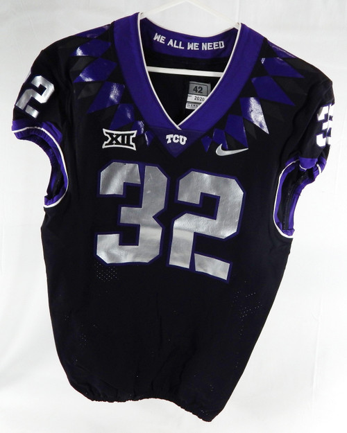 2019-24 Texas Christian TCU Frogs #32 Game Used Black Jersey Football NP Rem 4
