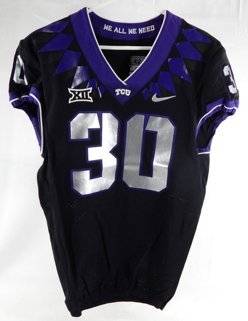 2020 Texas Christian TCU Frogs #30 Game Used Black Jersey Football NP Rem 42 665