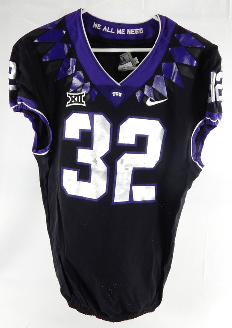 2019-24 Texas Christian TCU Frogs #32 Game Used Black Jersey Football NP Rem 41