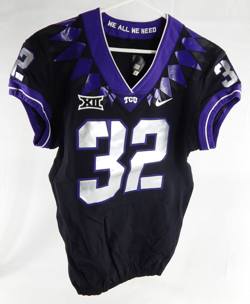 2019-24 Texas Christian TCU Frogs #32 Game Used Black Jersey Football NP Rem 62