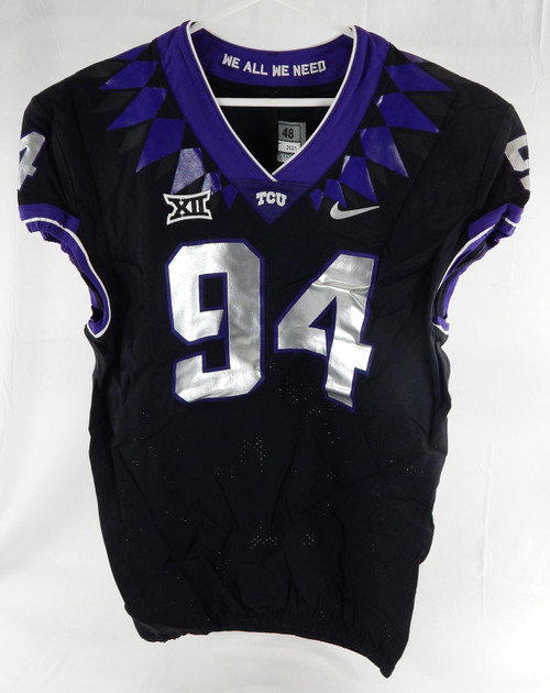 2021 Texas Christian TCU Frogs #94 Game Used Black Jersey Football NP Rem 48 56