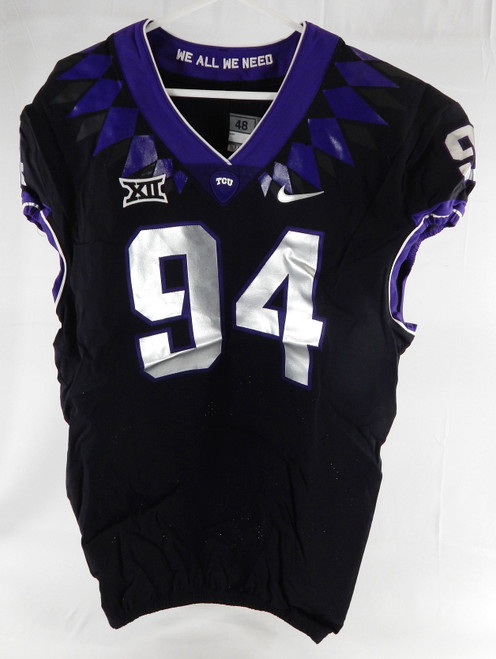 2019-24 Texas Christian TCU Frogs #94 Game Used Black Jersey Football NP Rem 57