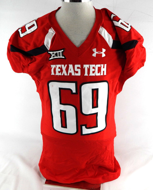 2015 Texas Tech Red Raiders #69 Game Used Red Jersey Football NP Rem 50 562